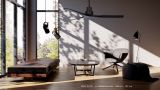 Ventilatore da soffitto NEW SLICE black ROVERE pale di legno 140 cm