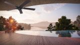 Outdoor Ventilatore da soffitto PATIO ORB TEK/NOCE